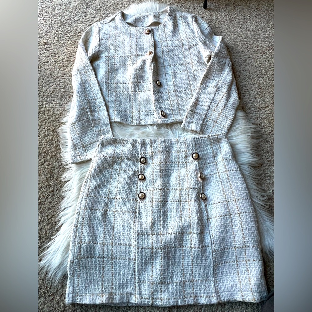Brand New Plaid Tweed Two-Piece Set - Size M